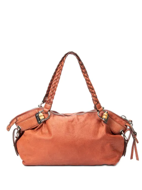 Gucci Pre-Owned Boston braided handle leather tote bag Orange 232959467891