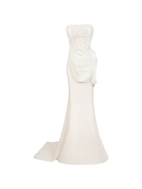 Gaby Charbachy beaded strapless gown White GCS2015