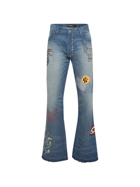 EARTHLING VIP graphic-patch button-fastening jeans Blue 1027