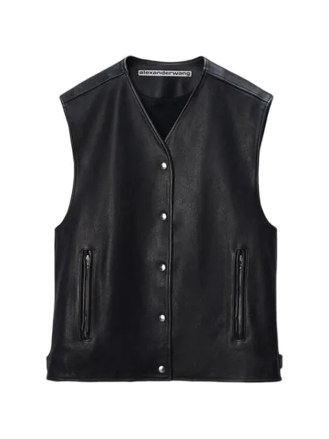 Alexander Wang boxy moto vest in leather Black 6WC1262076