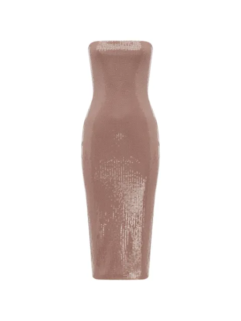 Alex Perry sequin strapless dress Neutrals D1655RE26