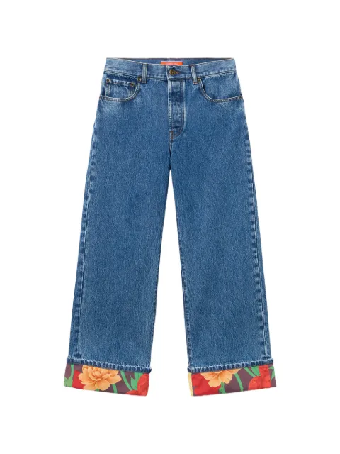 La DoubleJ floral cuff embroidered jeans Blue TRO0200DEN016SOLIDBU15