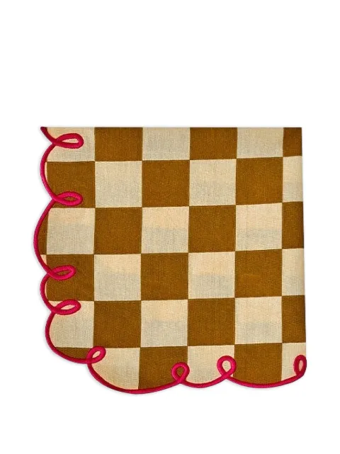 Bitossi Home checkerboard scalloped napkins (set of two) Brown DAM00055