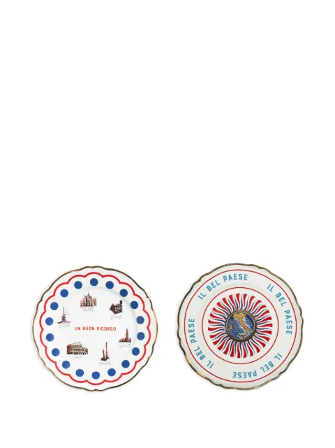 Bitossi Home Monuments scalloped printed plate (set of two) White BEL020012SET2
