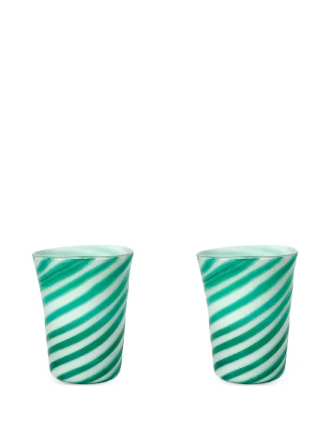 Bitossi Home striped glass set (two-person setting) Green BAC00001