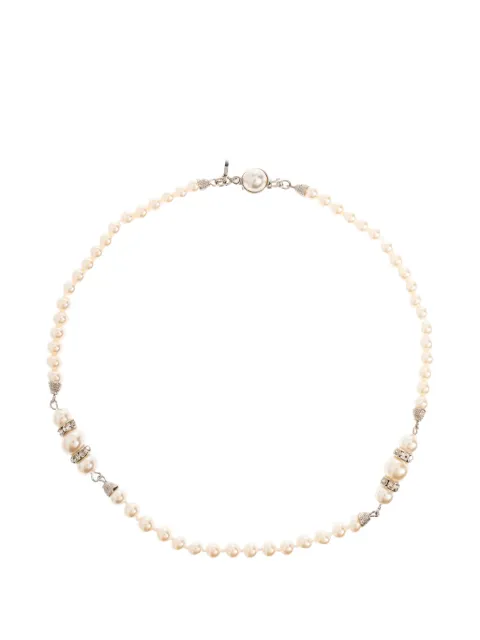 Alessandra Rich pearl silver beaded necklace Silver FABA3329J0034