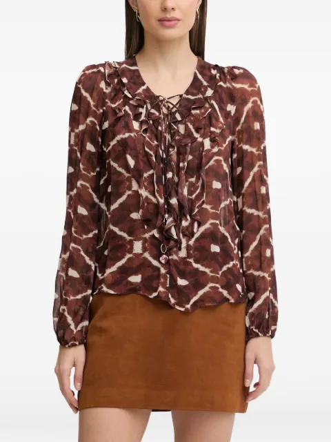 Pedro Del Hierro ruffled patterned top Brown 6633462
