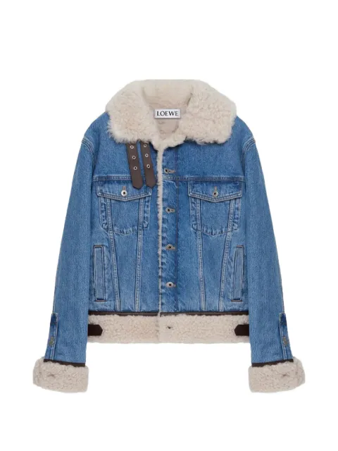 LOEWE shearling-trim trucker denim jacket Blue H526Y1CW08