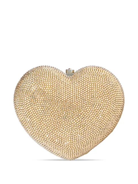 Judith Leiber L’Amour heart-embellished clutch bag Gold M32002