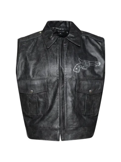 EARTHLING VIP gun-print leather vest Black 1049