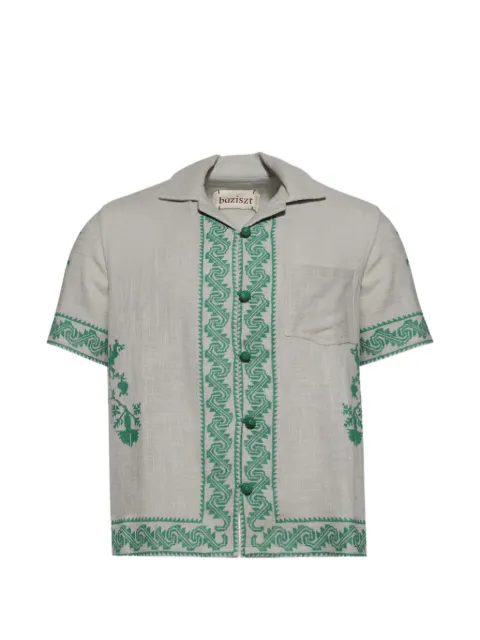Baziszt Tulum embroidered short-sleeve shirt Grey BZPS26SR27012