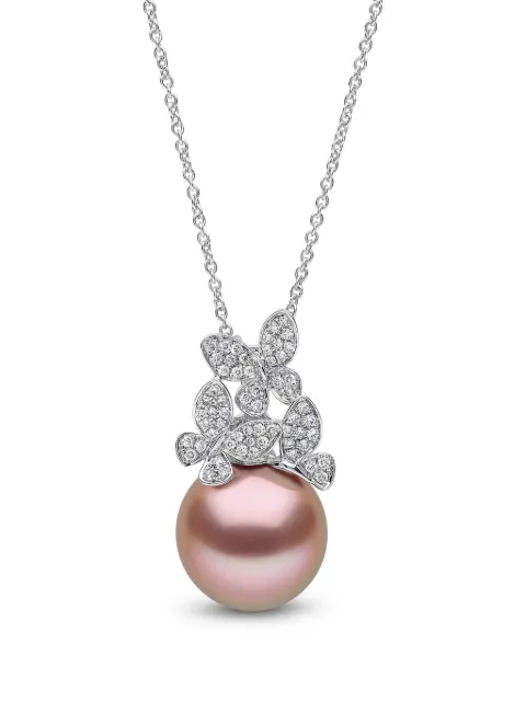 Yoko London butterfly diamond and pearl pendant Silver DU1058P7FN