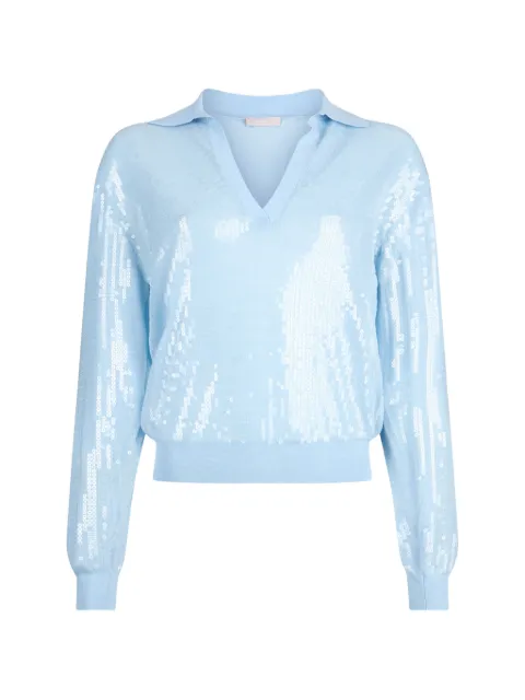 LIU JO sequin V-neck sweater Blue WA6218MA68RP9377