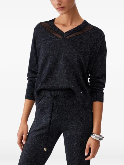 LIU JO V-neck mesh sweater Black TA6244MS49I04858