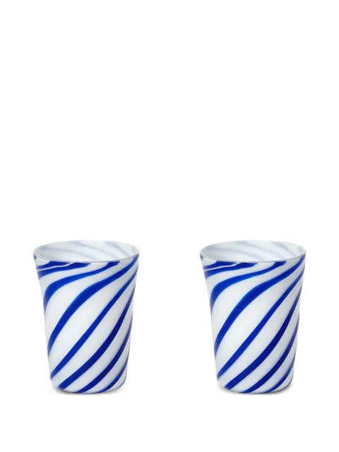 Bitossi Home striped tumbler glass (set of two) White BAC00003