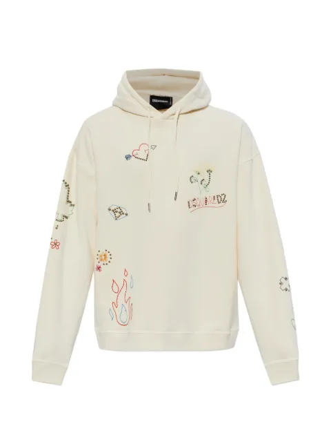 DSQUARED2 embroidered hooded sweater Neutrals S71GU0765D25031