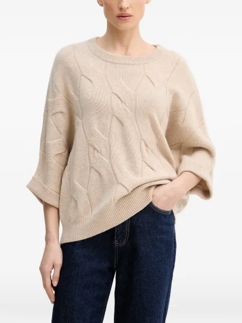 Benetton cable-knit crew-neck sweater Neutrals 10K1D10FE