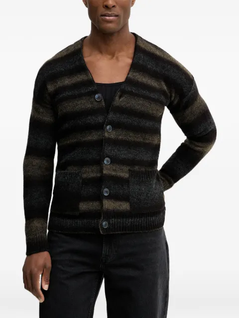 Benetton striped-patern pocket cardigan Black 1HNNK601R