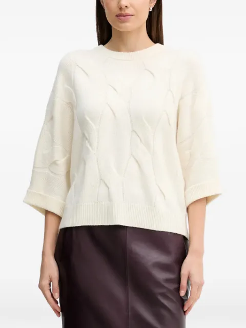 Benetton cable-knit crew-neck sweater White 10K1D10FE