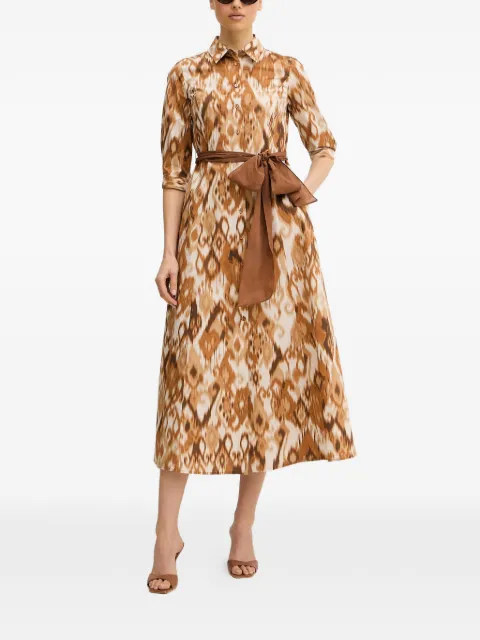 LUISA SPAGNOLI tie-waist pattern dress Brown 542965