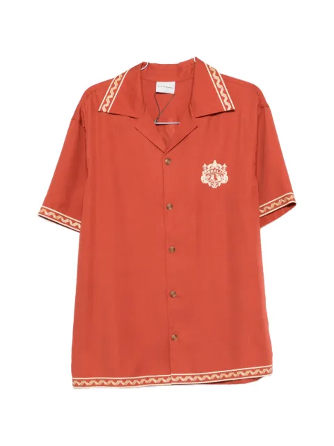 Drôle De Monsieur Brodée Danseurs zigzag-trim shirt Orange KSH228CLY001