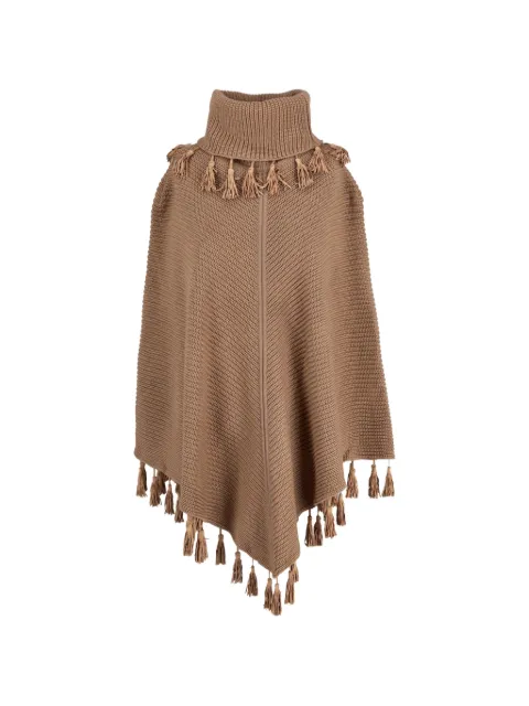 Vintage nadini high neck fringe poncho Brown W251111811