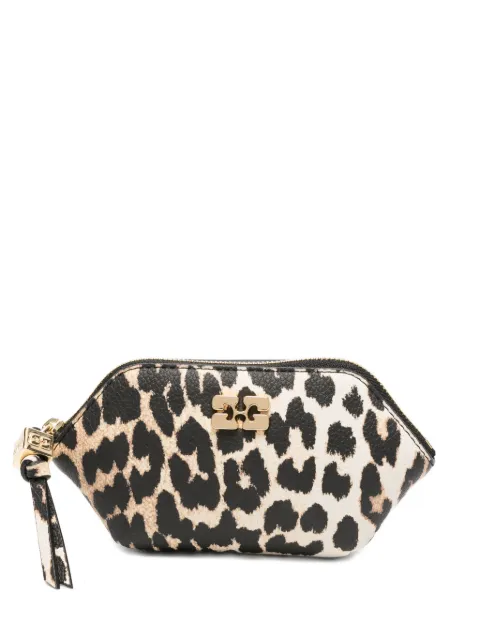 GANNI leopard-print logo-plaque wallet Neutrals B3010111