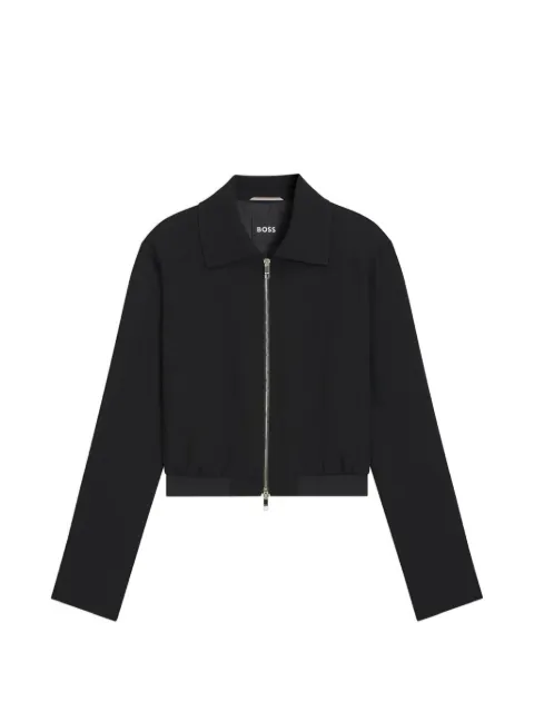 BOSS regular-fit zip-up jacket in crepe fabric Black 50551922