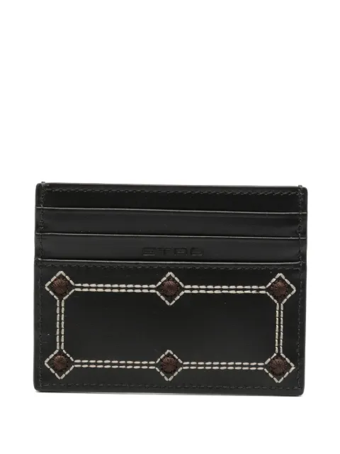 ETRO embroidered leather cardholder Black MP2E0001AR483