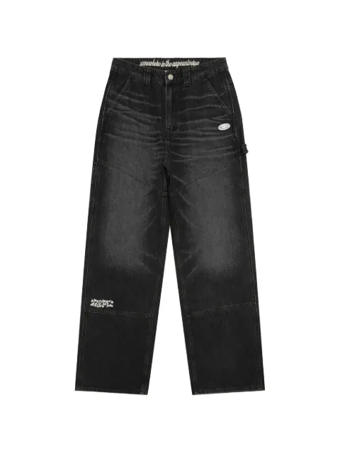 AAPE BY *A BATHING APE® Moonface-appliqué jeans Grey APTD620XAQ