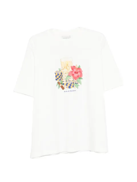 Drôle De Monsieur Hibiscus Club floral-print T-shirt White KTS300CO002