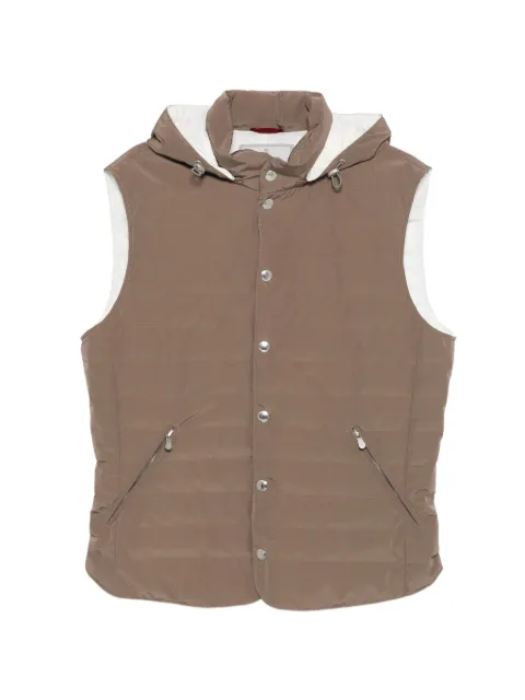 Brunello Cucinelli hooded quilted gilet Brown MM4791696CIL56