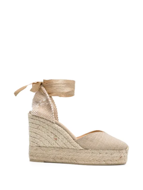 Castañer Chiara ribbon wraparound espadrilles Gold 026161