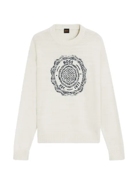 BOSS intarsia-knit sweater Neutrals 50555867