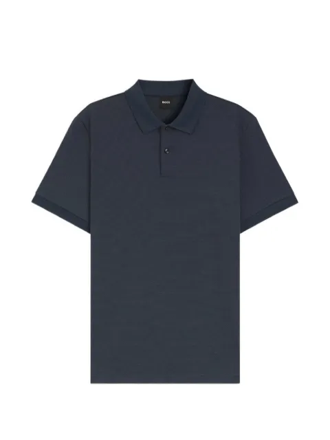 BOSS textured short-sleeved polo shirt Blue 50555172