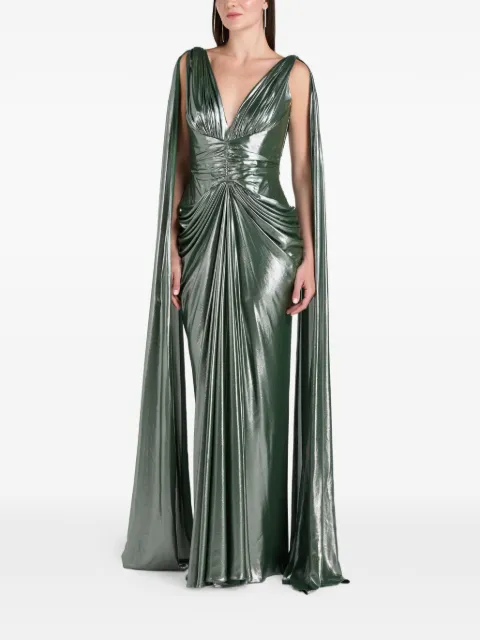 Rhea Costa Layla draped cape maxi dress Green 26093DSS26