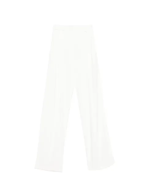 Elisabetta Franchi trousers in lightweight crêpe fabric with logo charm White PA16761E2