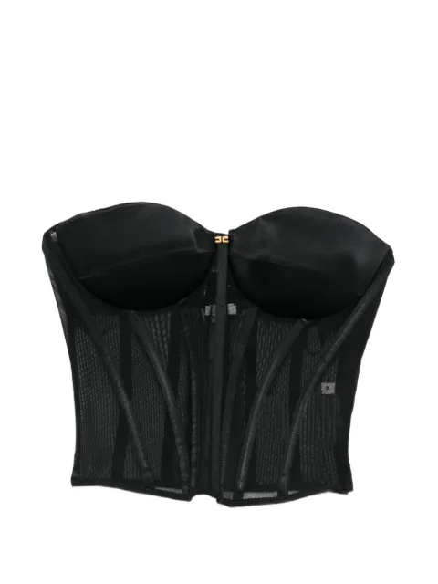 Elisabetta Franchi tulle and satin bustier top Black TO05162E2