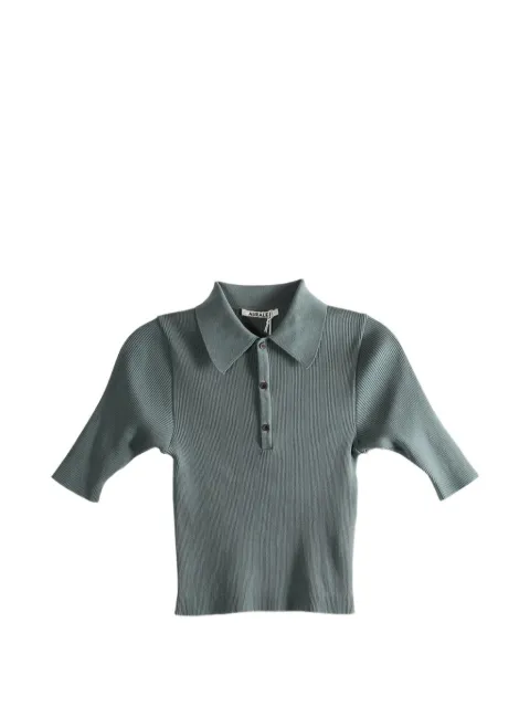 Auralee ribbed polo shirt Grey A00P01HR
