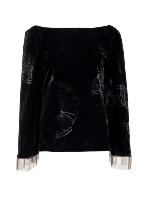 Themis Z Kyma bell-sleeve beaded top Black BLZ0000079