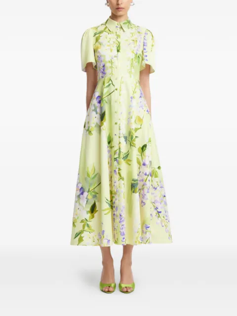 Leo Lin Bianca floral-appliquéd midi dress Yellow LLSS26013
