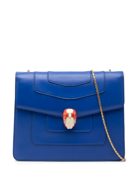 Bvlgari Pre-Owned 2010-2025 Small Leather Square Serpenti Forever Chain crossbody bag Blue BPQGDKME8IHMT5Y8