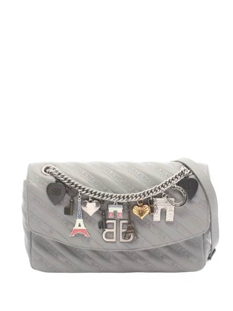 Balenciaga Pre-Owned 2010-2026 Leather BB Round Charm shoulder bag Grey 50YVFSSUM2LJI12A