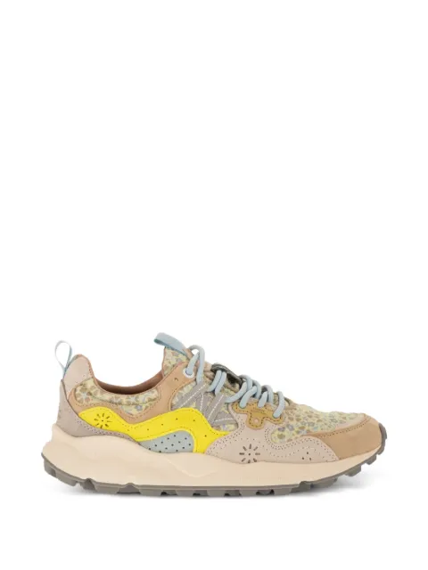 FLOWER MOUNTAIN Yamano 3 floral-print suede sneakers Neutrals 201781767