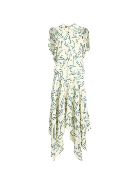 Proenza Schouler leaf-print asymmetric dress Neutrals R2633005BSP185