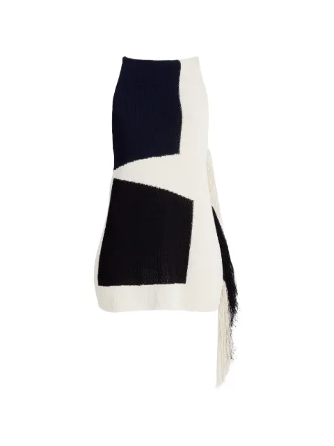 Proenza Schouler Saskia fringe-trimmed intarsia-knit top Neutrals R2637351KY422