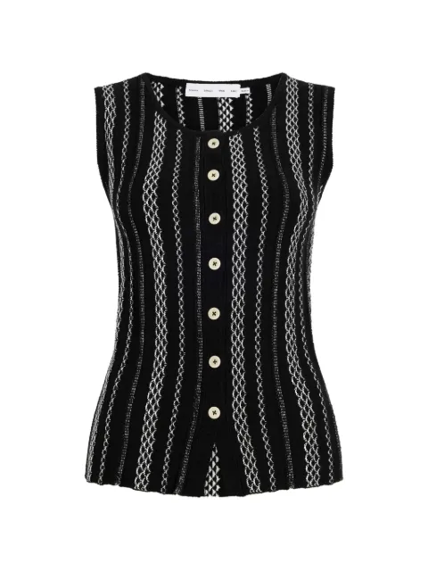Proenza Schouler White Label Alyna textured knit button vest Black WL2627723KY413