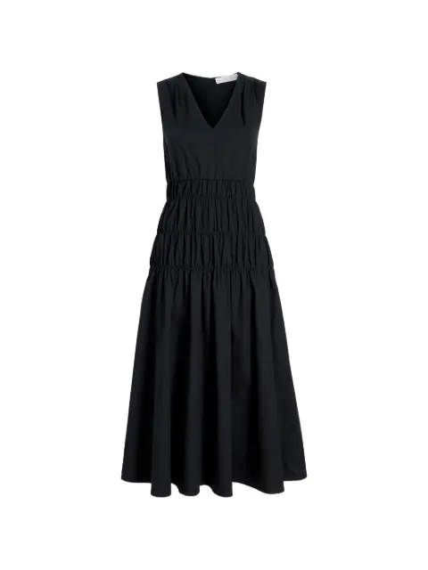 Proenza Schouler White Label smocked poplin midi dress Black WL2633687SC097