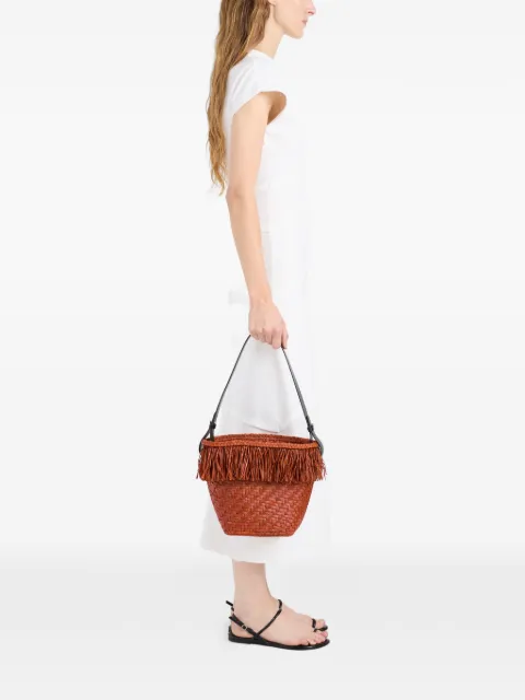 Proenza Schouler fringe-trim raffia bucket bag Orange HB263136F428P