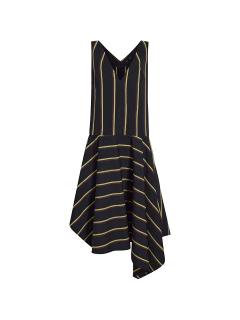 Proenza Schouler Beatriz V-neck striped midi dress Black R2623009BSC101D